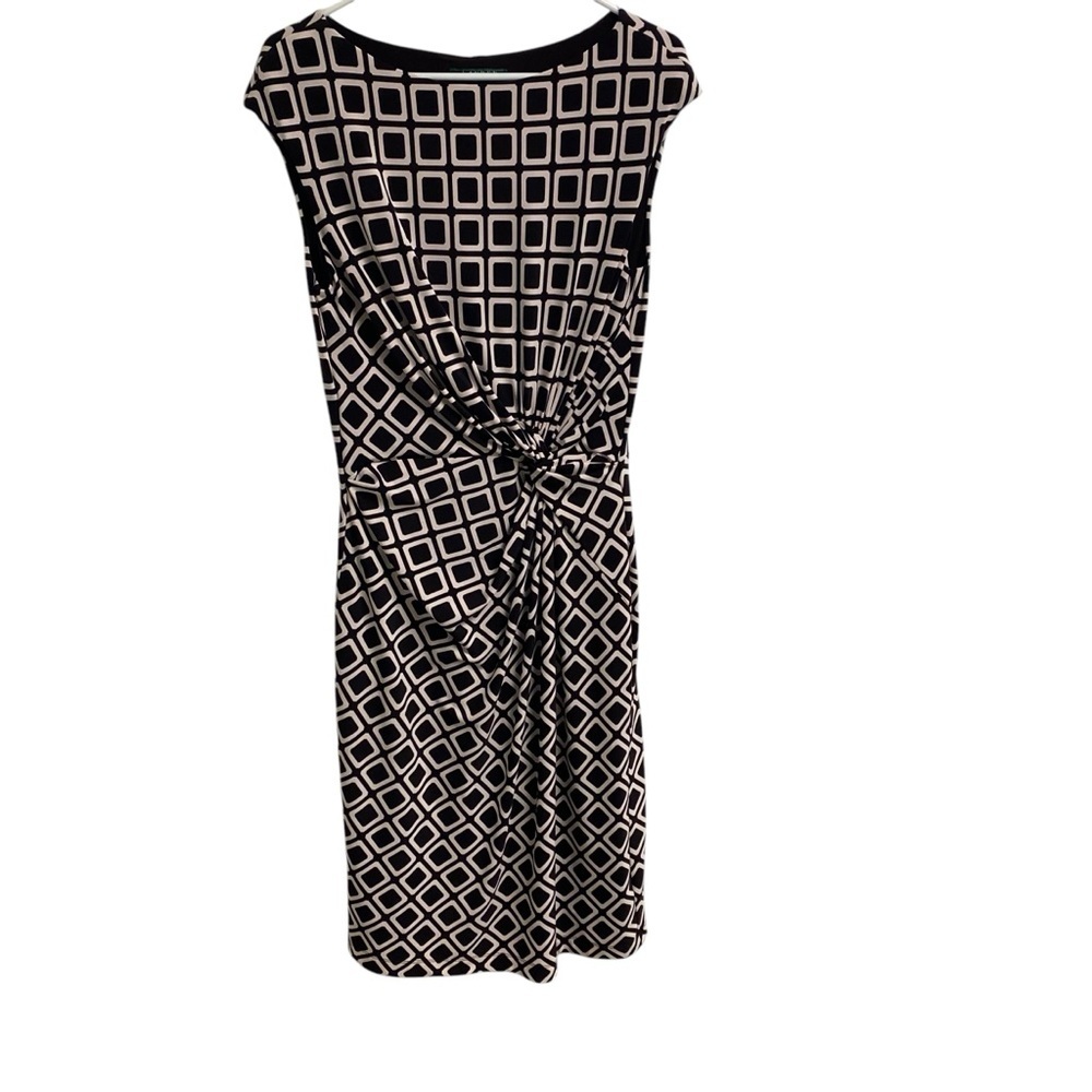 Lauren Ralph Lauren Dress Size 12 Sleeveless Geometric Print Tie‎ Waist